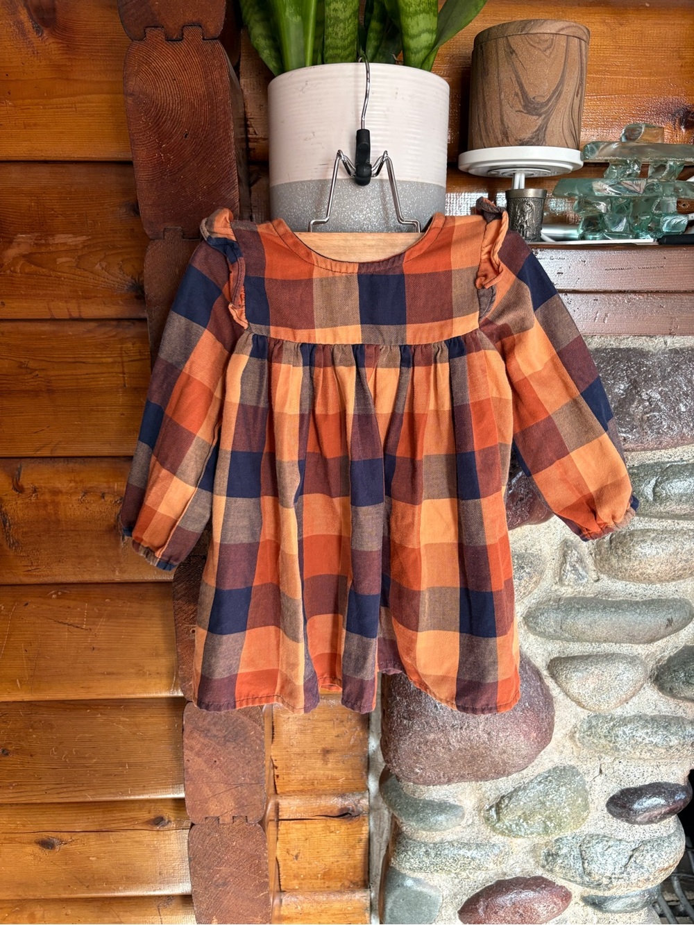 3/$25 The Children's Place Plaid Long-Sleeve Dress girls size 12-18m